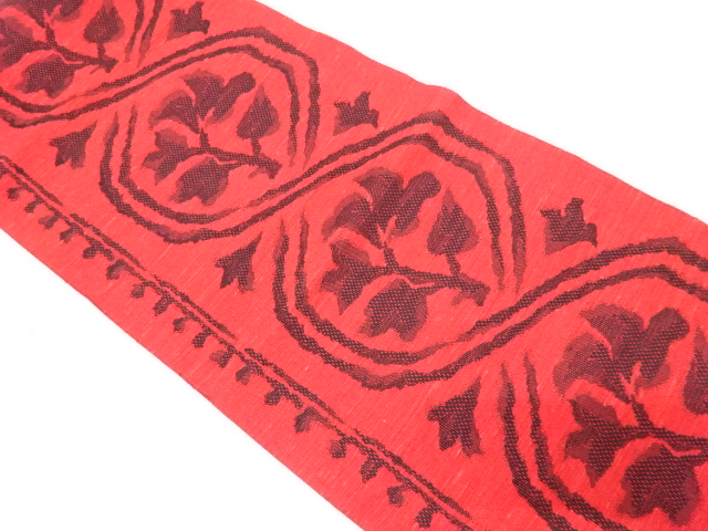 JAPANESE NAGOYA OBI / TSUMUGI / WOVEN ABSTRACT TATEWAKU PATTERN